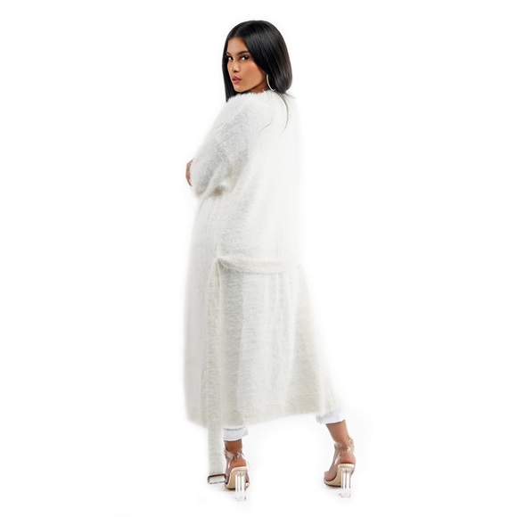 Off White Long Fuzzy Knit Cardigan - Picture 2 of 5